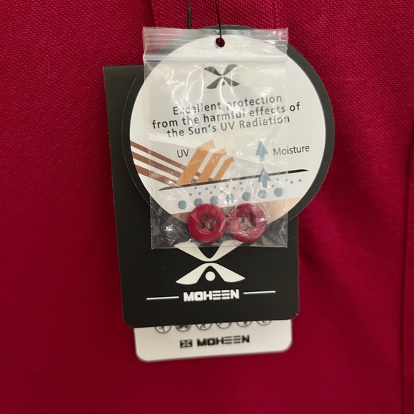 MOHEEN NWT Men’s Deep Red / Burgundy Long Sleeve Polo Shirt. Dry Fit.     SIZE L - Picture 4 of 7